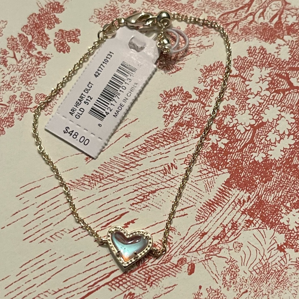 Kendra Scott Gold Ari Heart Delicate Gold Bracelet Dichroic Glass